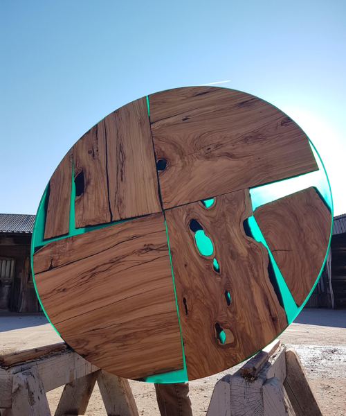 tavolo in legno e resina